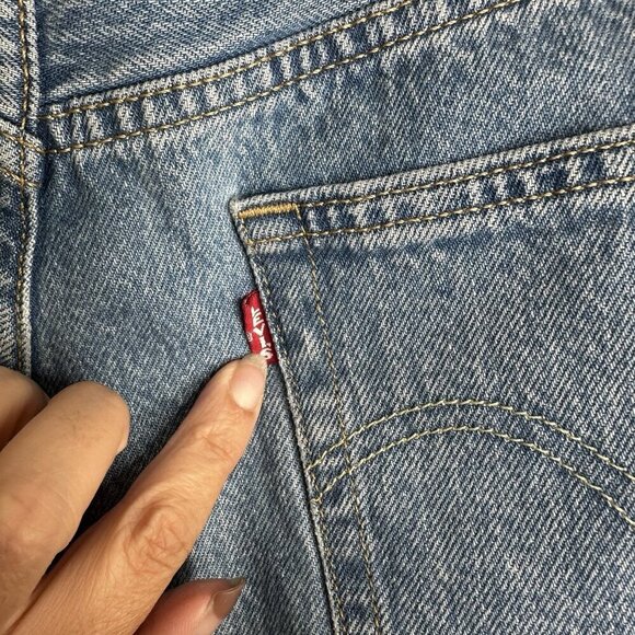 Levi's Distressed Blue Straight Leg Jeans - Picture 8 of 13